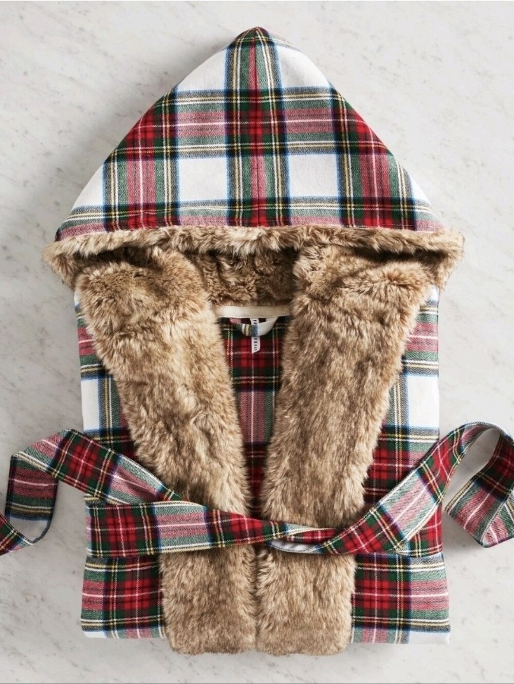 Pottery Barn Stewart Plaid Flannel Faux Fur Size Small